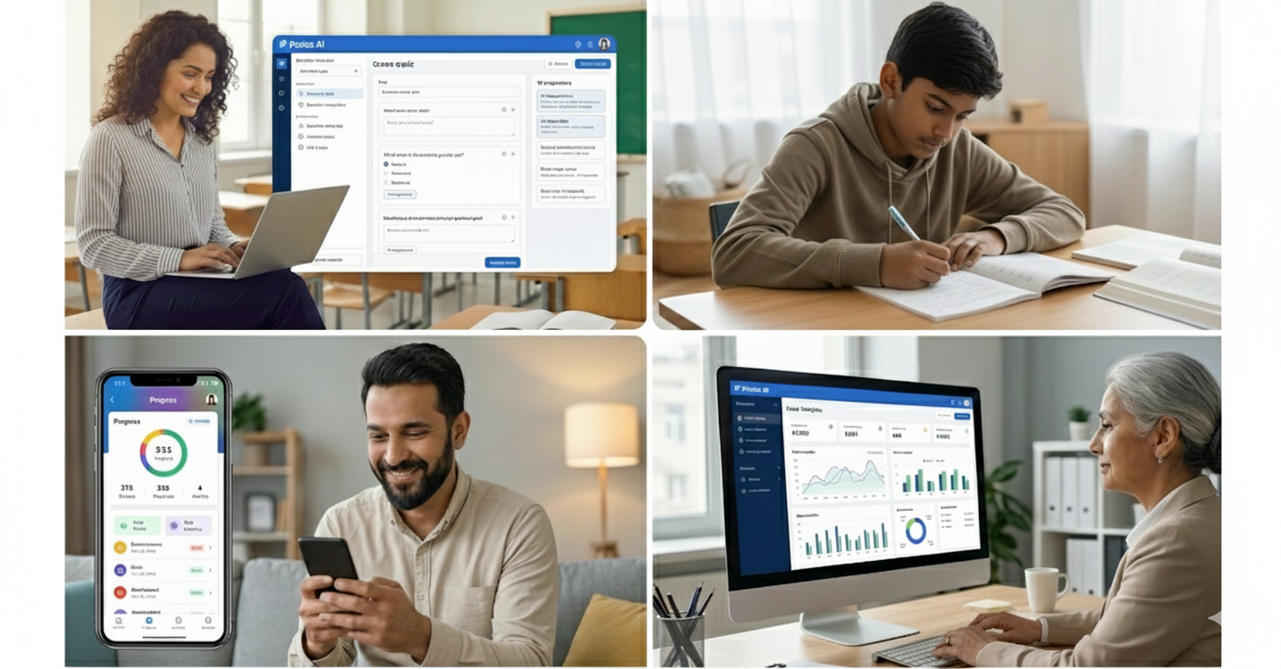 AI-powered education platform showing teachers, students, parents using Parixa AI